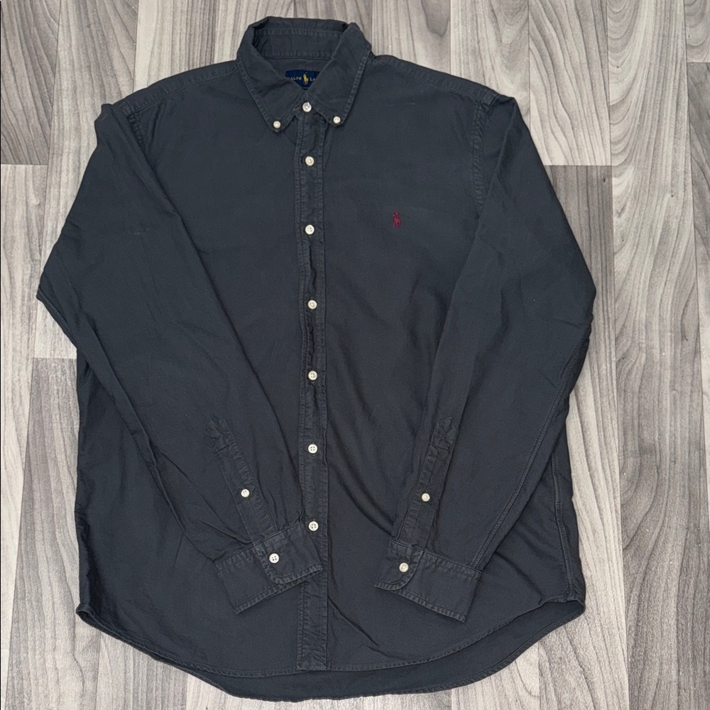 Ralph Lauren Men's Dark Green Button-Down Shirt. Classic fit size Large